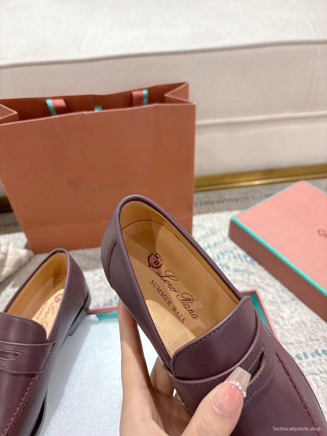 2025 Women LP Purple Leather Loafers LY00340(F)