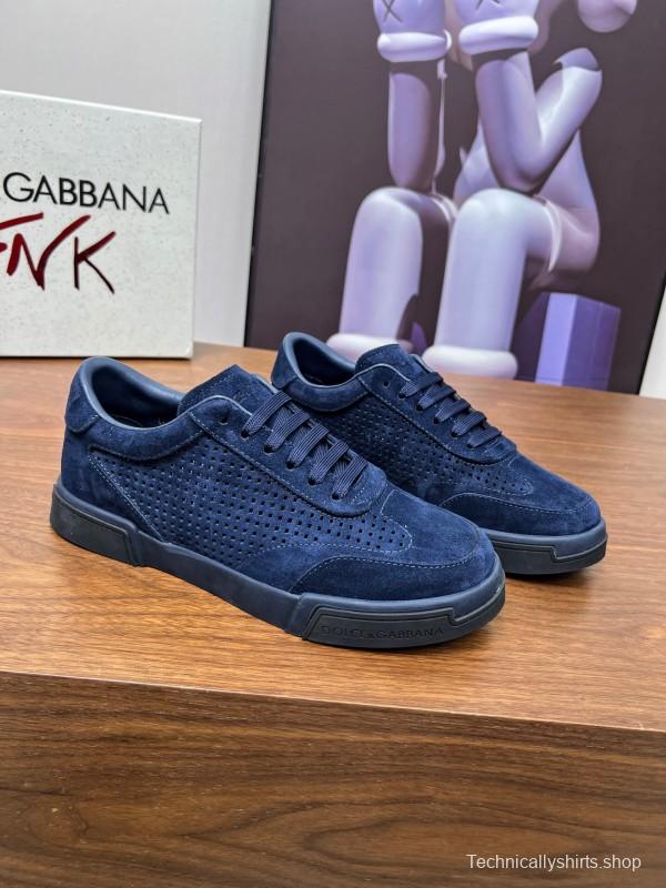 2025 Men Dolce & Gabbana Navy Suede Sneakers LY00280