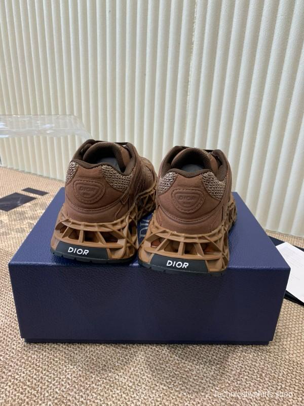 2024 Unisex Dior Brown Mesh Leather Sneakers MJ00400