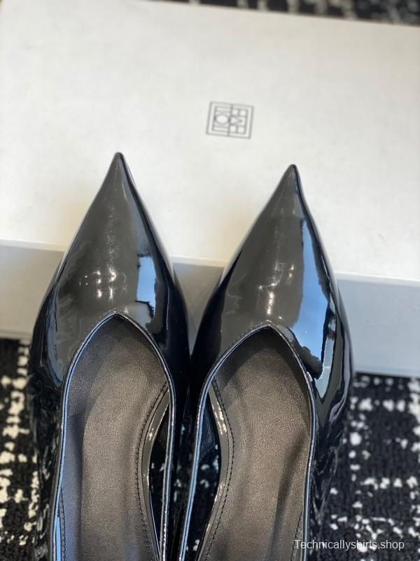 2025 Women Toteme Black Patent Leather Slingback Pumps