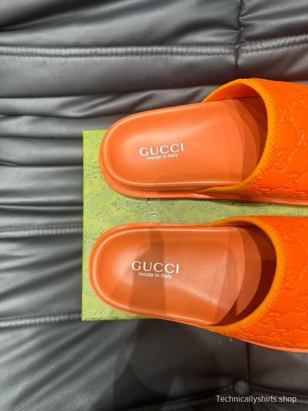 2024 Slippers Gucci Orange Rubber Slippers MJ00200