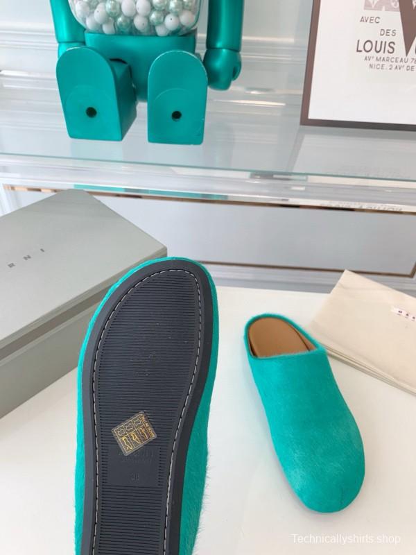 2024 Women Marni Turquoise Calf Hair Mules