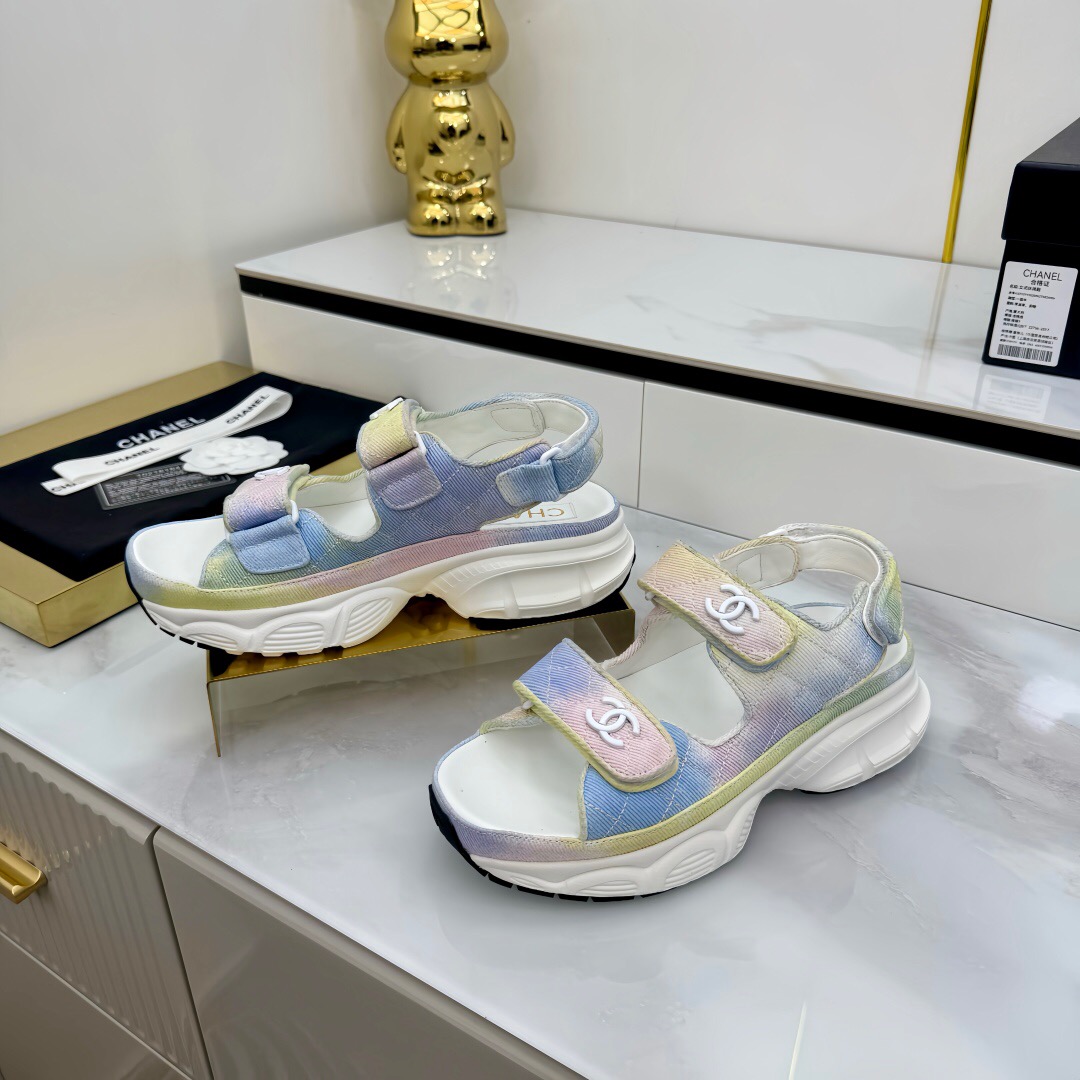 2025 Slippers Chanel Pastel Yellow Blue Pink Textile Slippers