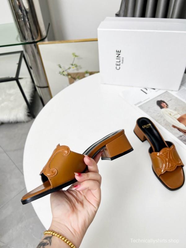 2025 Women Celine Brown Leather Sandals