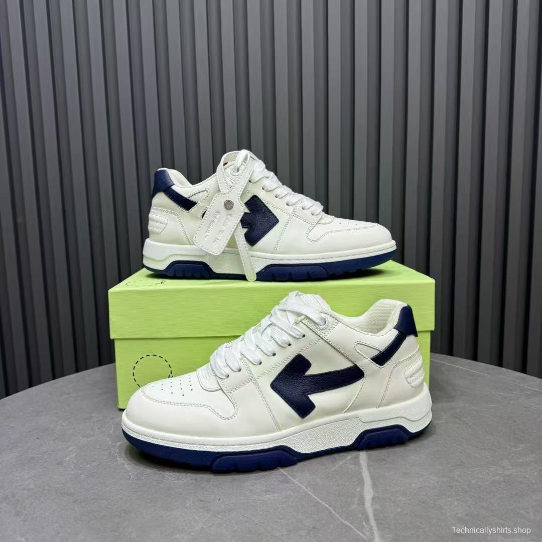 2025 Unisex Off-White White Navy Leather Sneakers KFY00310