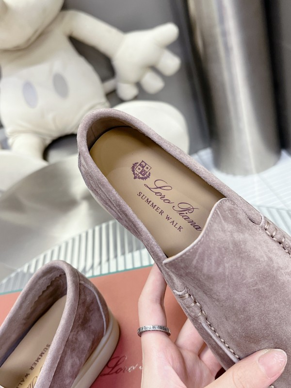 2025 Unisex Philipp Plein Taupe Calf Suede Loafers Soft Latex Sole LY00260