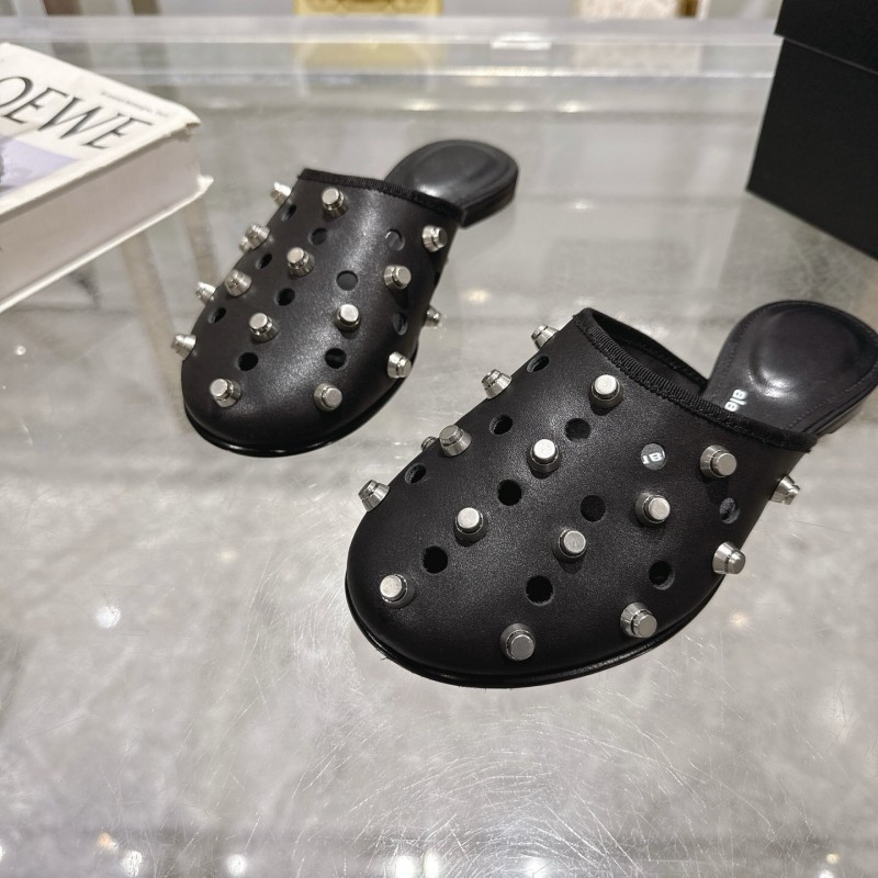 2025 Slippers Alexander Wang Black Leather Studded LY00310