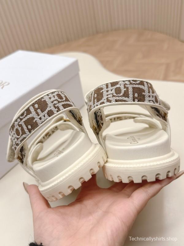 2025 Women Dior Brown Beige Canvas Sandals LY