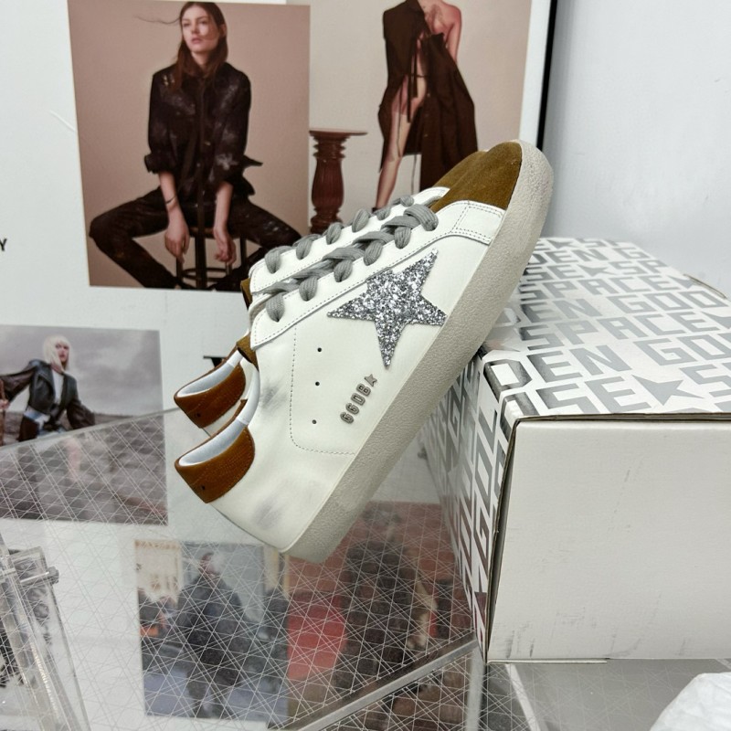 2025 Women GGDB White Silver Leather Sneakers
