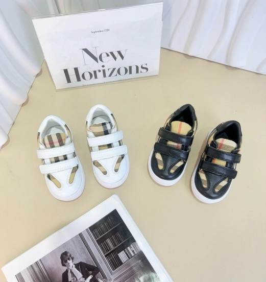 2024 Kids B White Black Canvas Leather Shoes