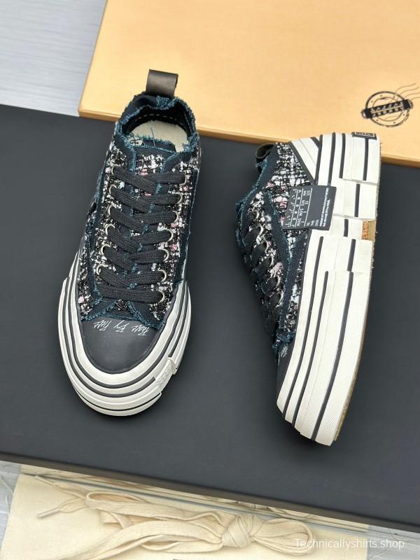 2025 Unisex XVESSEL Black White Canvas Platform Vulcanized Sneakers AS00260