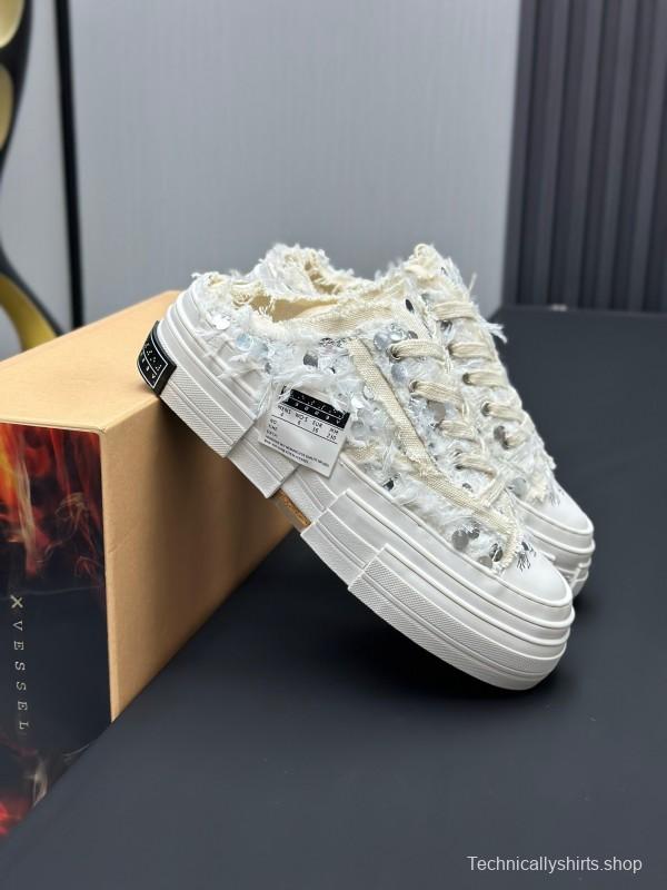 2025 Unisex XVESSEL White Canvas Plimsolls Vulcanized AS00260