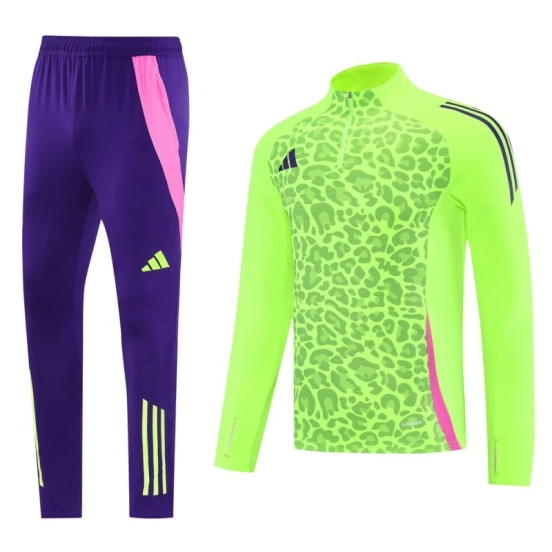 2025 Adidas Purple/Neon Green Half Zipper Jacket +Long Pants