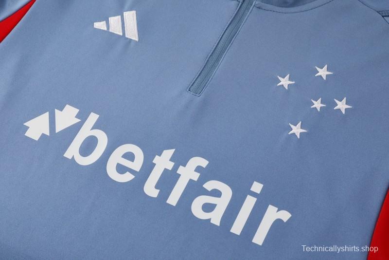 25/26 Cruzeiro Bluish Gray Navy Half Zipper Jacket+Long Pants