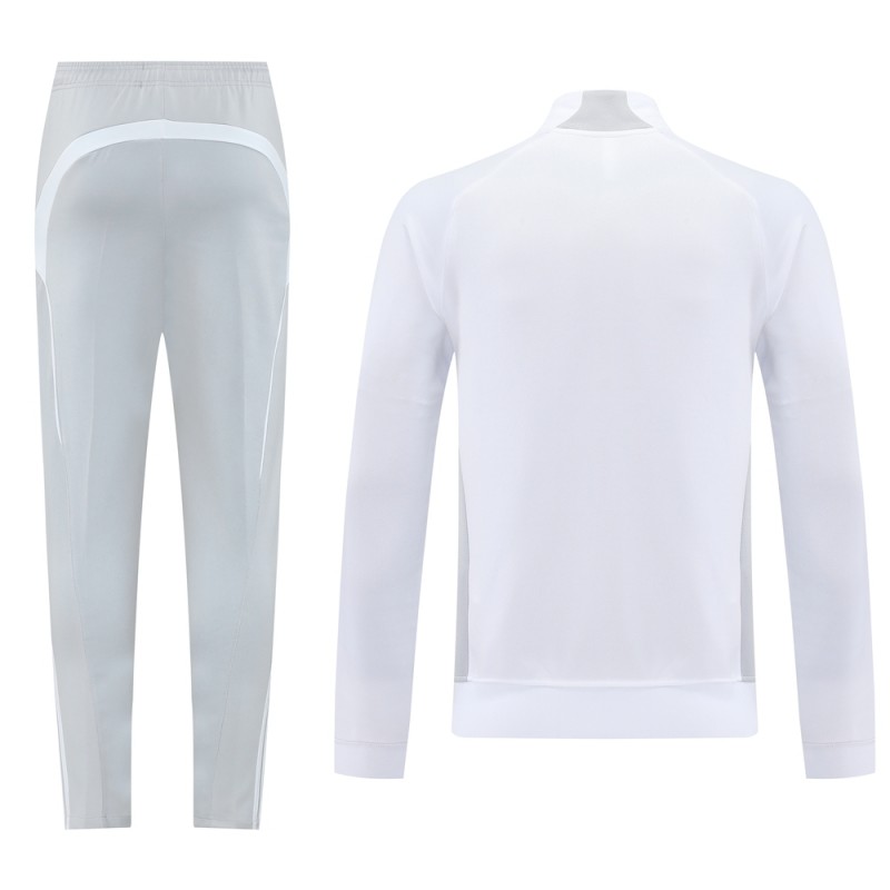 25/26 Real Madrid Grey/White Full Zipper Jacket + Long Pants