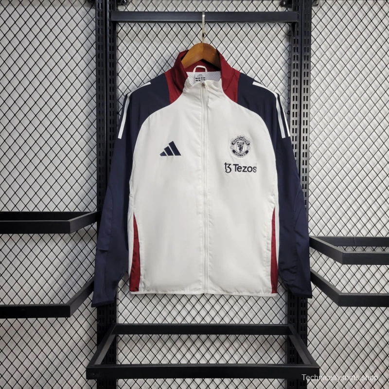 25/26 Manchester United Jacket White Windbreaker