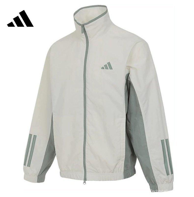 2025 Adidas Cream Colored Nylon Taslon Full Zipper Windbreaker