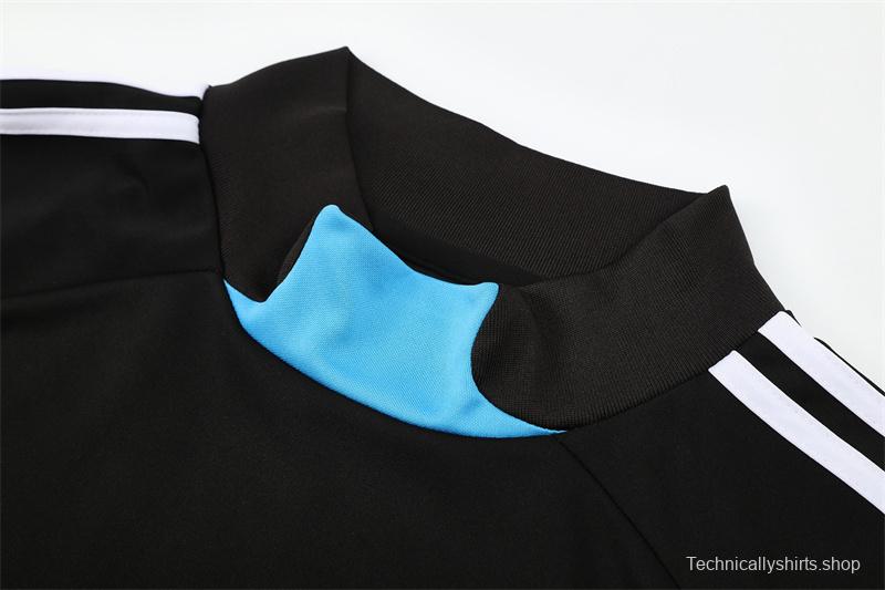 Retro 08/09 Real Madrid Black Half Zipper Jacket+Long Pants