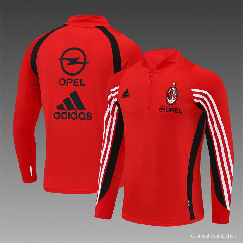 Retro 03/04 AC Milan Red Half Zipper Jacket+Long Pants