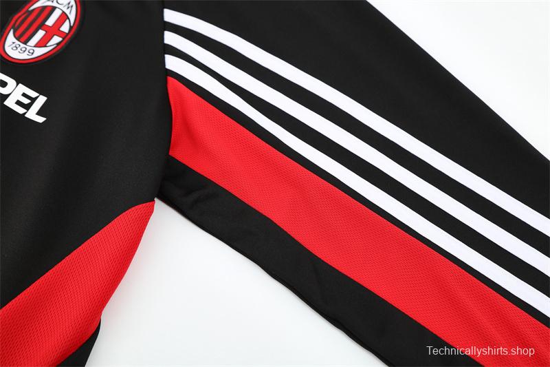Retro 03/04 AC Milan Black Half Zipper Jacket+Long Pants