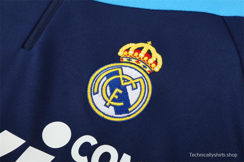 Retro 09/10 Real Madrid Royal Blue Half Zipper Jacket