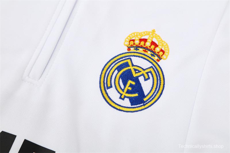 Retro 04/05 Real Madrid White Half Zipper Jacket