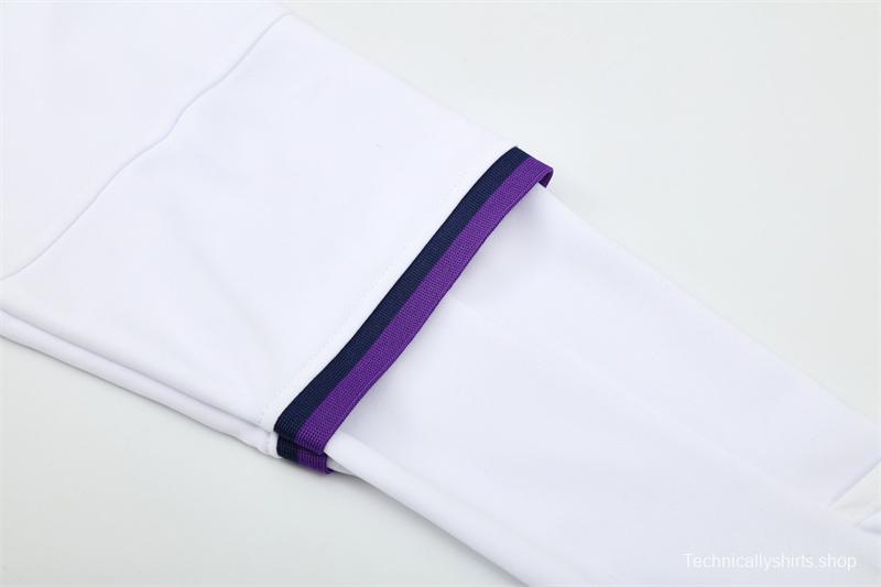 Retro 16/17 Real Madrid White Half Zipper Jacket+Long Pants