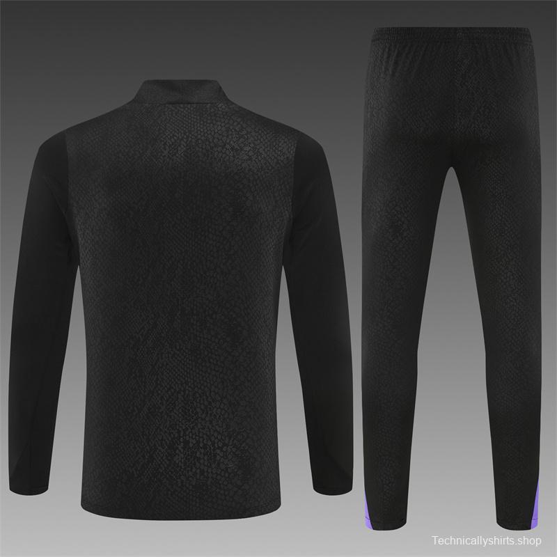 25/26 Barcelona Black Joint Edition Half Zipper Jacket+Long Pants