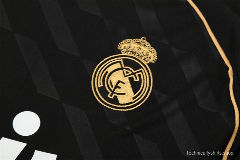 Retro 11/12 Real Madrid Black Half Zipper Jacket+Long Pants