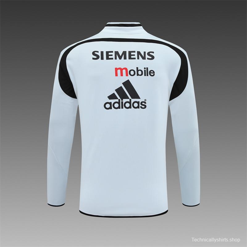 Retro 04/05 Real Madrid Light Grey Half Zipper Jacket+Long Pants