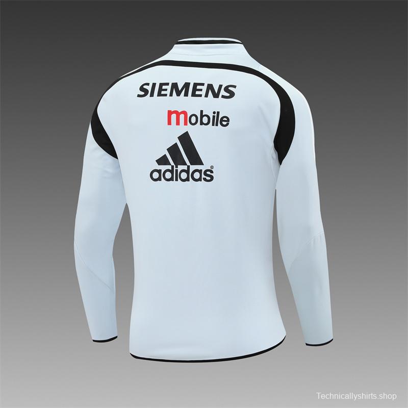 Retro 04/05 Real Madrid Light Grey Half Zipper Jacket+Long Pants