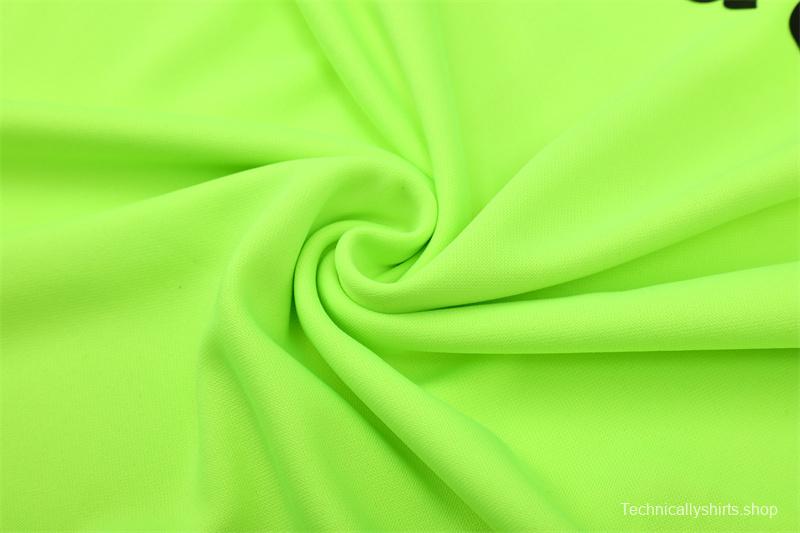 Retro 15/16 Real Madrid Fluorescent Green Half Zipper Jacket+Long Pants