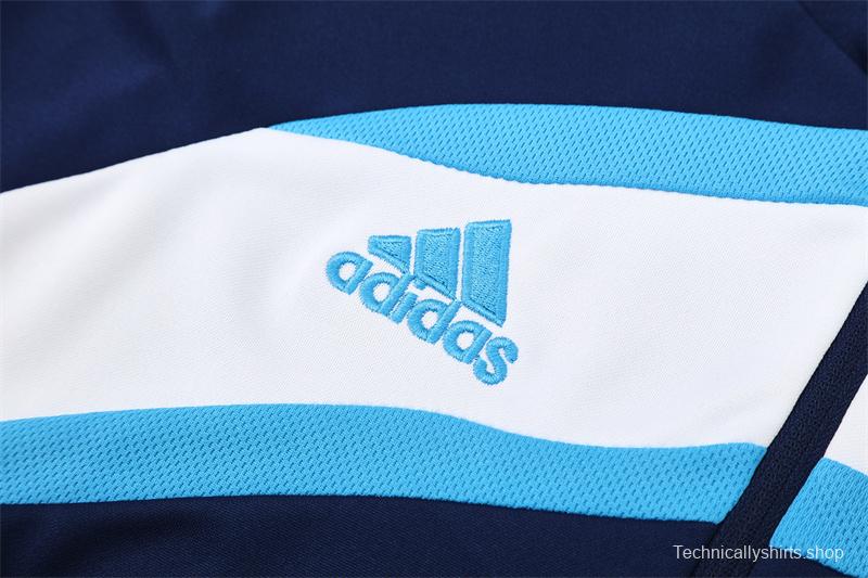 Retro 09/10 Real Madrid Royal Blue Half Zipper Jacket+Long Pants