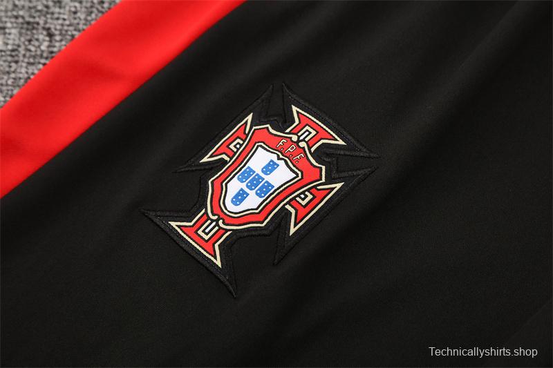 25/26 Portugal Black Half Zipper Jacket+Long Pants
