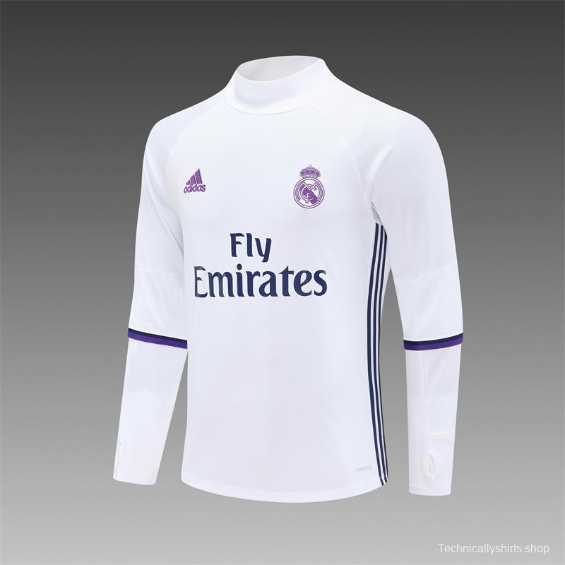 Retro 16/17 Real Madrid White Half Zipper Jacket