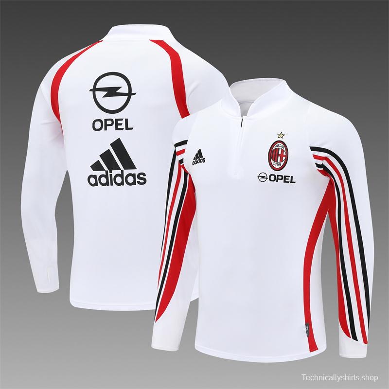 Retro 03/04 AC Milan White Half Zipper Jacket