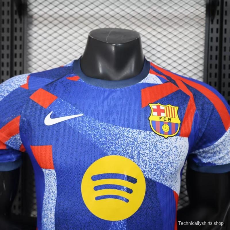 Player Version 25/26 FC Barcelona Blue with Abstract Geometric Pattern Jersey