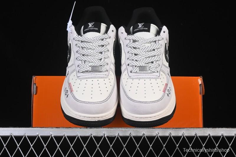 Nike Air Force 1 '07 Low LV Collaboration Black Swoosh Woven Label Casual Sneakers - CX5050-Y23