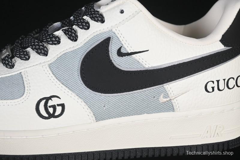 Nike Air Force 1'07 Low Gucci Collaboration White Gray Black Casual Sneakers - YF9511-808