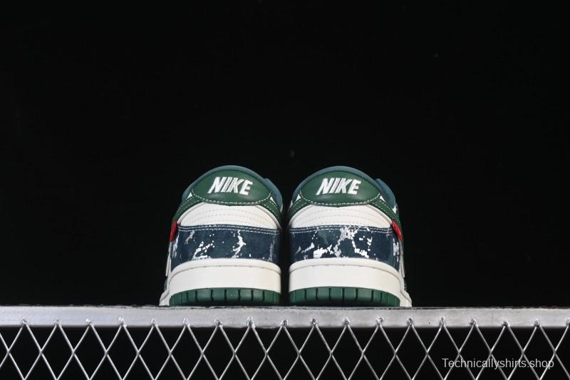 Nike SB Dunk Low BAPE Collaboration White Army Green Anniversary High-End Custom Low-Top Casual Skate Shoes - SC0601-465