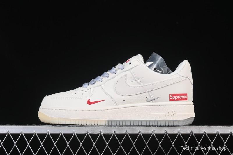 Nike Air Force 1 '07 Low Supreme Collaboration Beige Grey Crystal Sole Casual Sneakers - XX3168-178