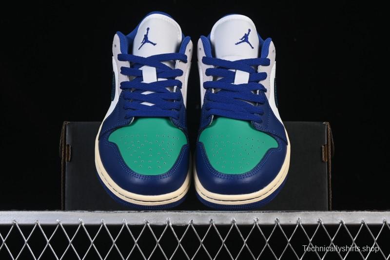 Nike Air Jordan 1 Low AJ1 Blue Green Colorway Low-Top Casual Skate Shoes - 553558-147