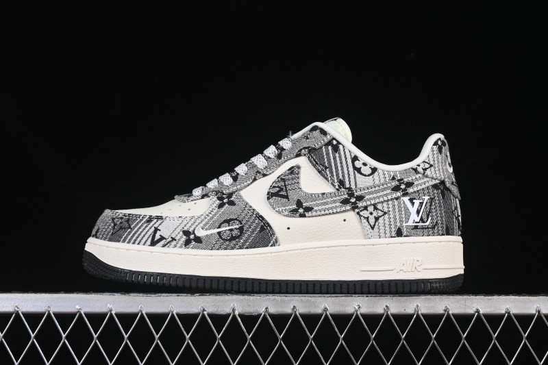 Nike Air Force 1 '07 Low LV Collaboration Gray Floral Canvas Casual Sneakers - DF0188-077
