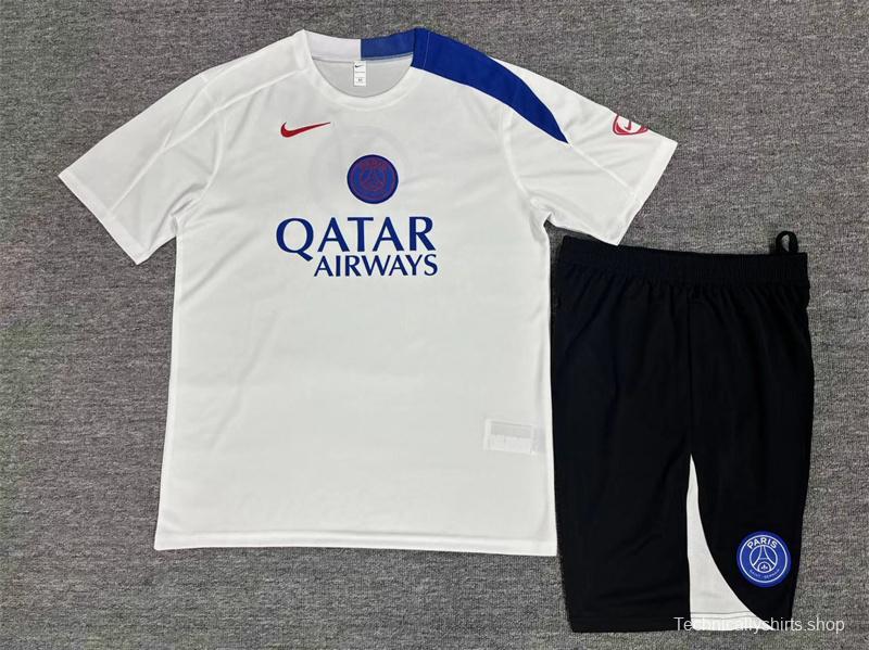25/26 Kids PSG White T90 Short Sleeve+Soccer Shorts