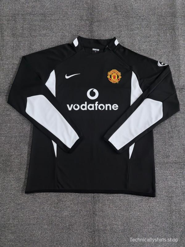 Retro 02/03 Manchester United Black Half Zipper Jacket+Long Pants