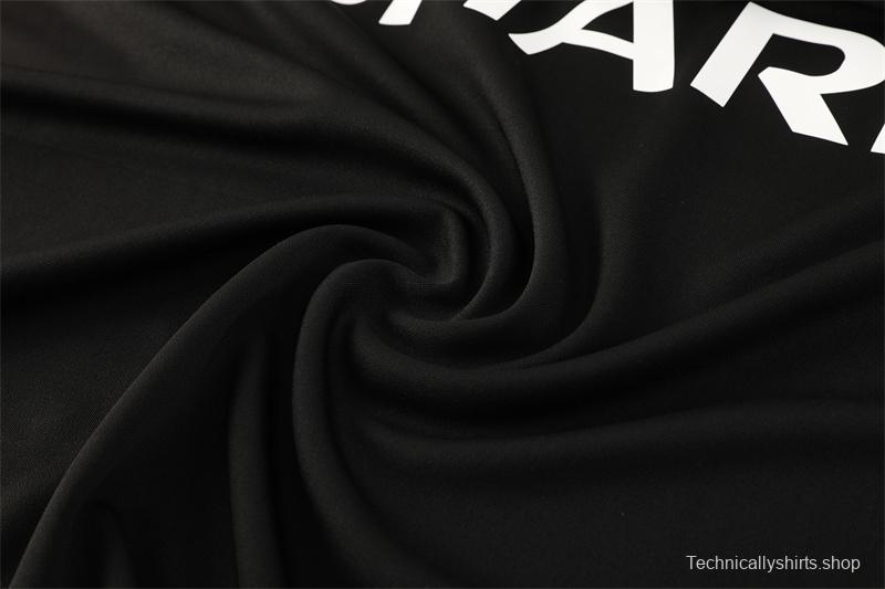 Retro 98/99 Manchester United Black Half Zipper Jacket+Long Pants