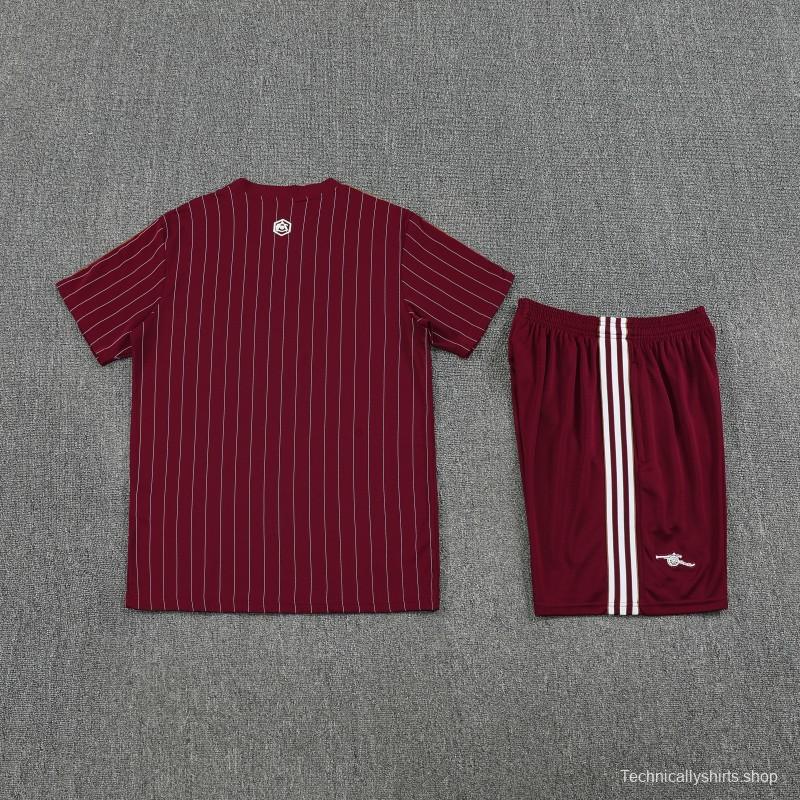 25/26 Arsenal Adidas Original Wine Short Sleeve Jersey+Shorts