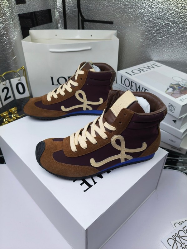 LOEWE High-Top German Training Sneakers Retro Fashion Casual White Shoes - LY00330