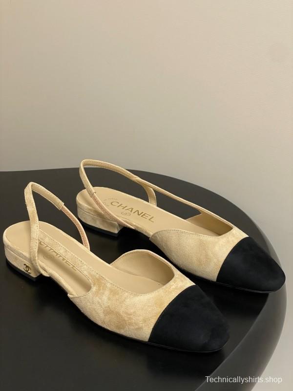 Chanel Sling-back Two-tone Suede Flats/Heels - KFY00280