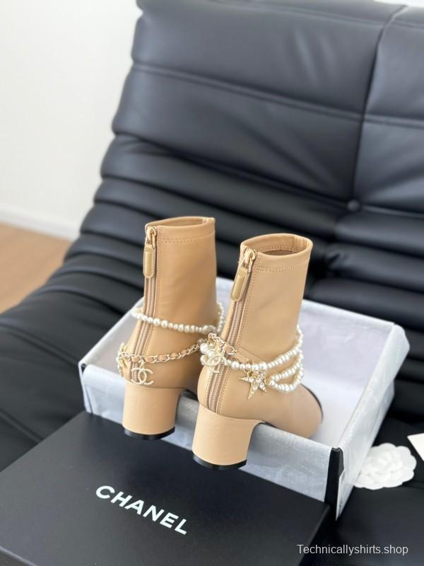 Chanel Pearl Collection Mary Jane Short Boots - LY00360